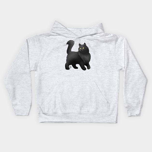 Cat - Turkish Angora - Black Kids Hoodie by Jen's Dogs Custom Gifts and Designs